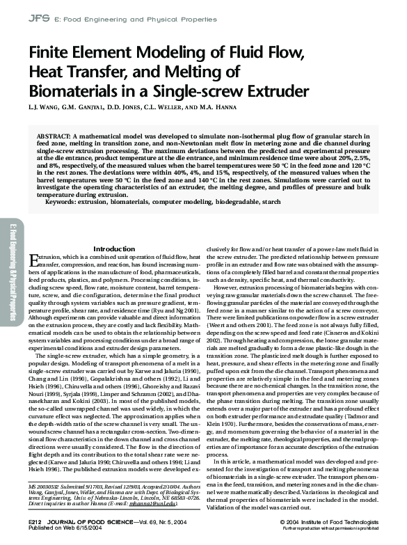 (PDF) Finite Element Modeling of Fluid Flow, Heat Transfer, and Melting ...