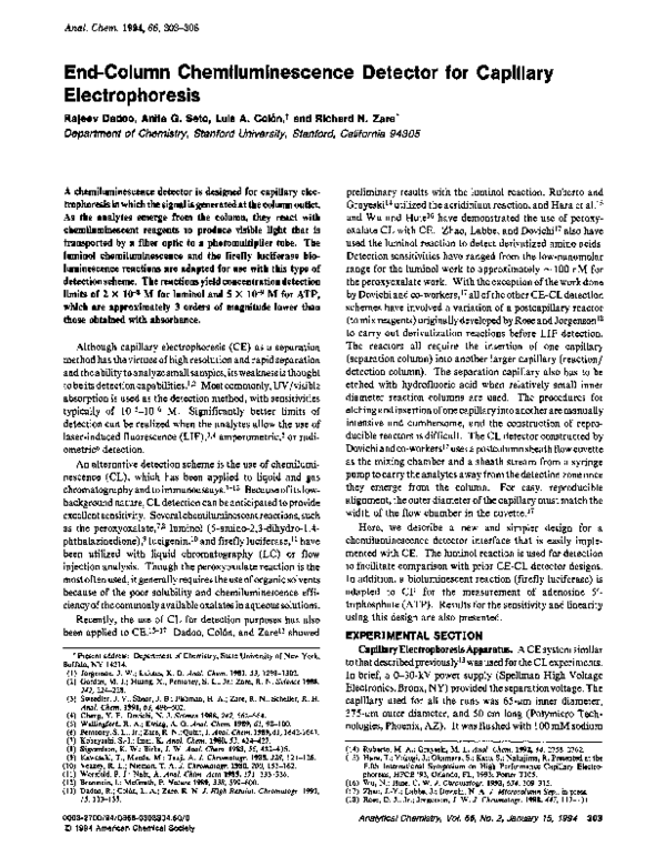 (PDF) End-column chemiluminescence detector for capillary electrophoresis