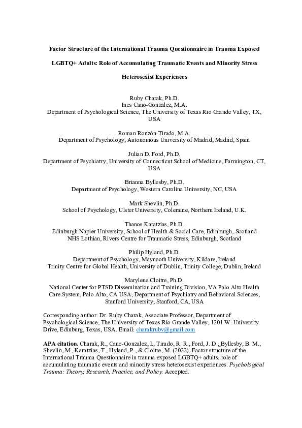 (PDF) Factor structure of the international trauma questionnaire in ...
