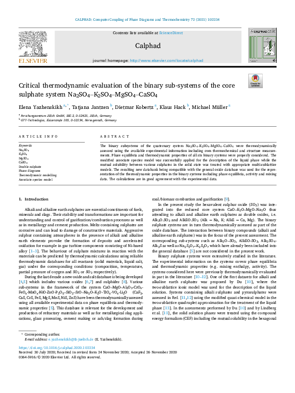 (PDF) Critical thermodynamic evaluation of the binary sub-systems of ...