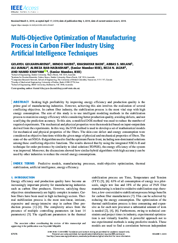 (PDF) Multi-Objective Optimization of Manufacturing Process in Carbon ...