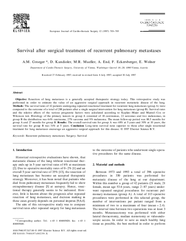 (PDF) Survival after surgical treatment of recurrent carcinoma of the ...