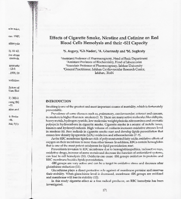 (PDF) Effects of cigarette smoke, nicotine and cotinine on red blood ...