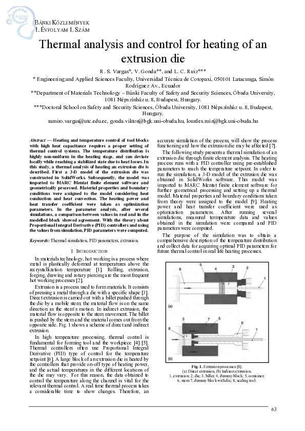(PDF) Thermal analysis and control for heating of an extrusion die