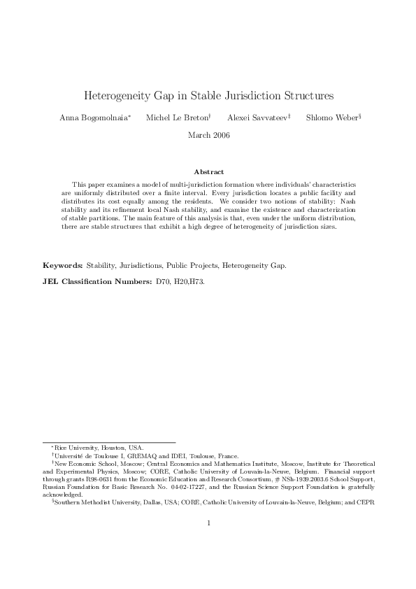 (PDF) Heterogeneity Gap in Stable Jurisdiction Structures
