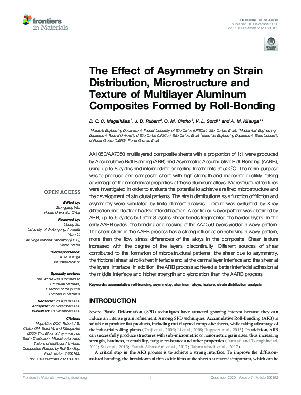 (PDF) The Effect of Asymmetry on Strain Distribution, Microstructure ...