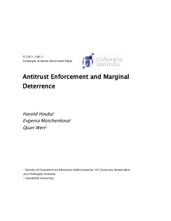 (PDF) Antitrust Enforcement and Marginal Deterrence