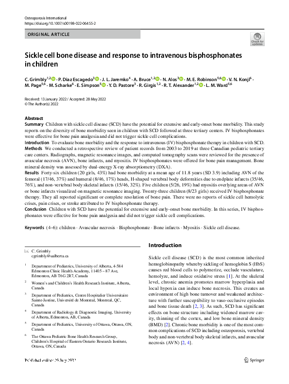 (PDF) Sickle cell bone disease and response to intravenous ...