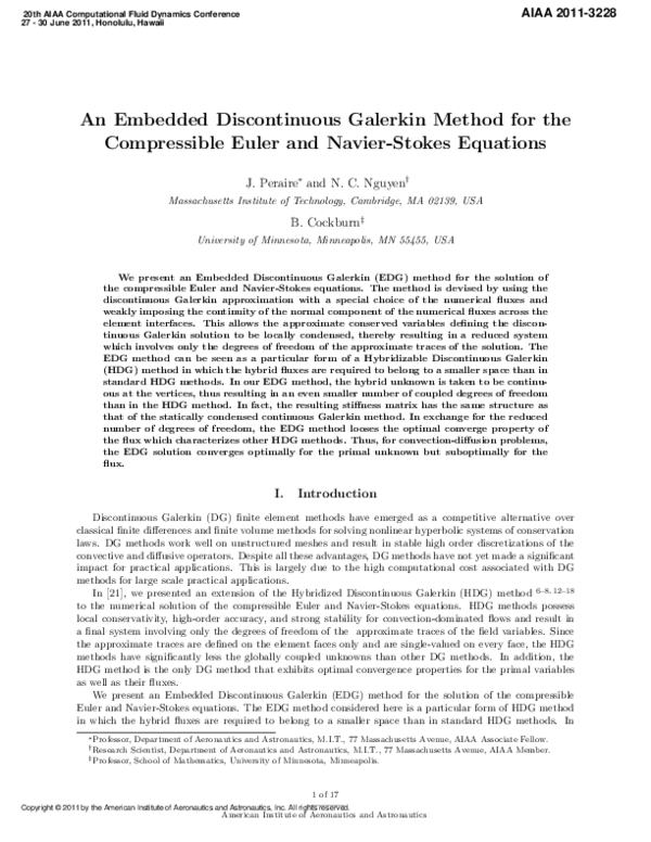 (PDF) An Embedded Discontinuous Galerkin Method for the Compressible ...