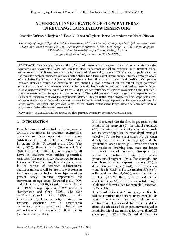 (PDF) Numerical Investigation of Flow Patterns in Rectangular Shallow ...