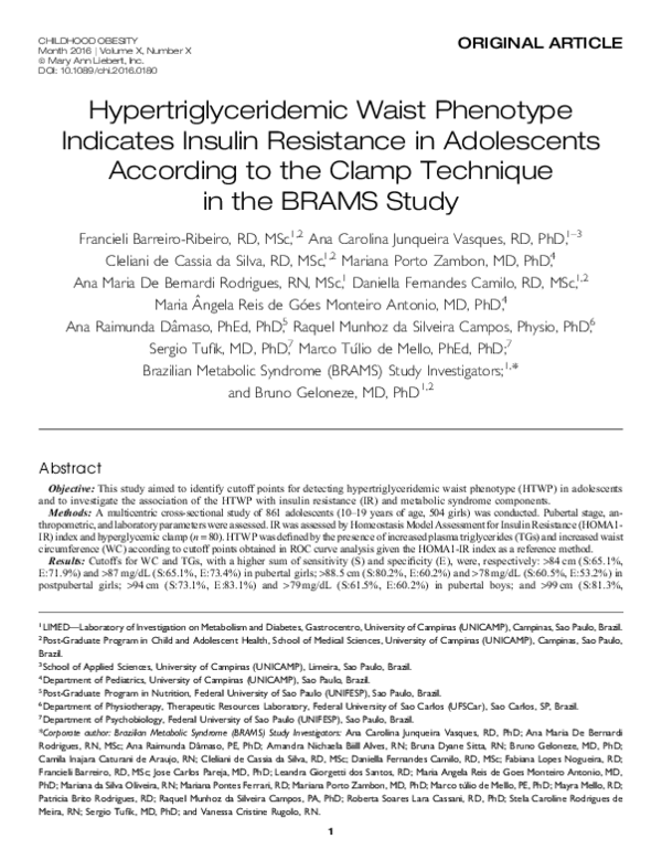 (PDF) Hypertriglyceridemic Waist Phenotype Indicates Insulin Resistance ...
