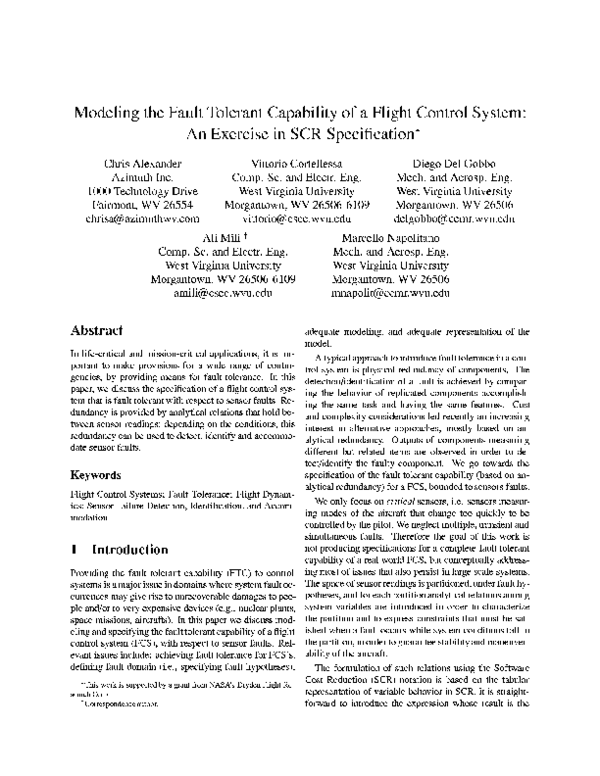 (PDF) Modeling the fault tolerant capability of a flight control system ...