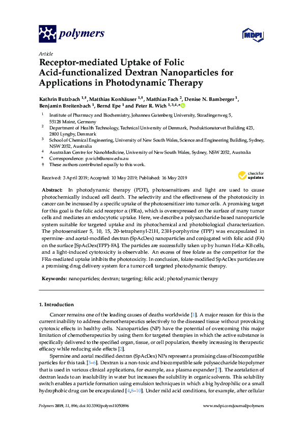 (PDF) Receptor-mediated Uptake of Folic Acid-functionalized Dextran ...