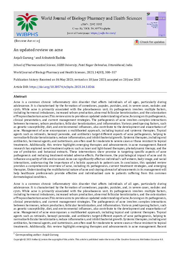 (PDF) An updated review on acne