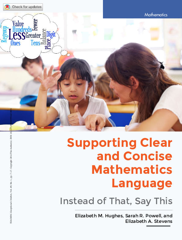 (PDF) Supporting Clear and Concise Mathematics Language
