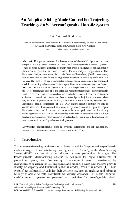 (PDF) An Adaptive Sliding Mode Control for Trajectory Tracking of a ...