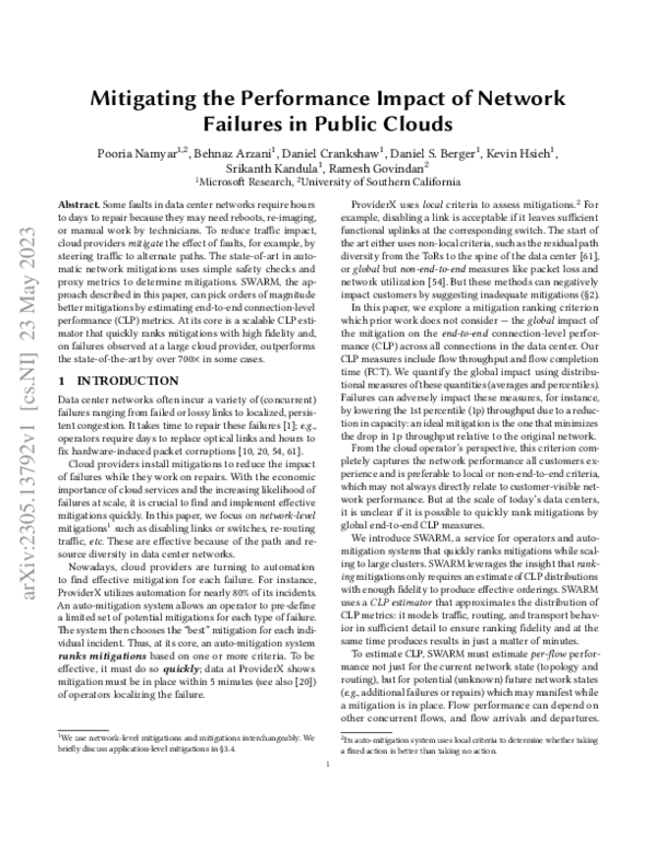 (PDF) Mitigating the Performance Impact of Network Failures in Public ...