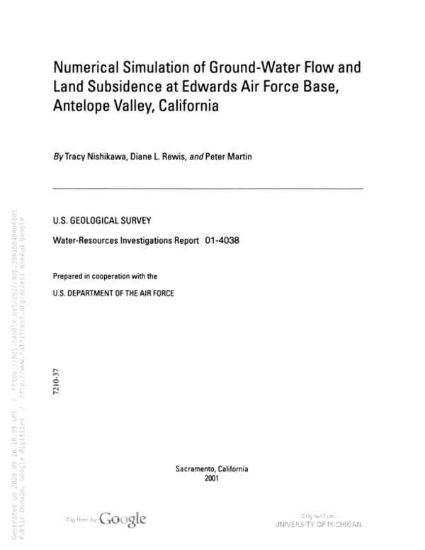 (PDF) Numerical simulation of ground-water flow and land subsidence at ...
