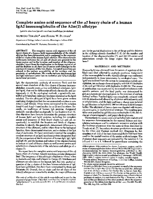 (PDF) Complete amino acid sequence of the alpha 2 heavy chain of a ...