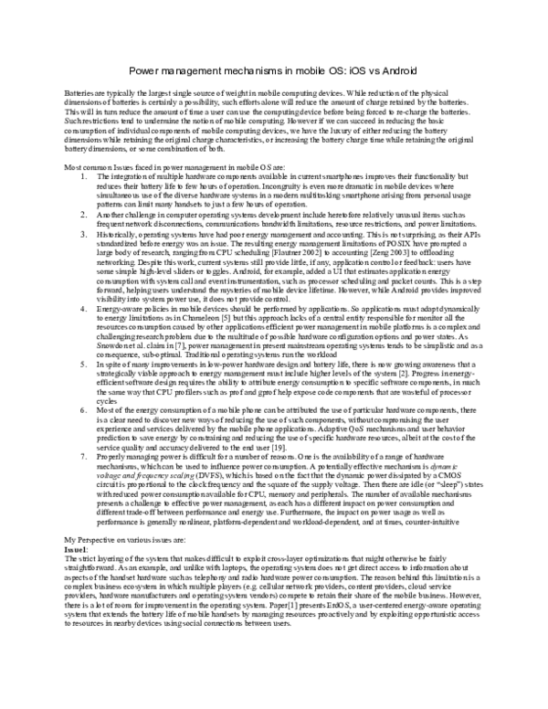 (DOC) Power management mechanisms in mobile OS: iOS vs Android