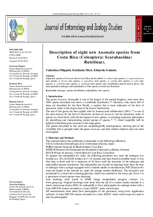 (PDF) Description of eight new Anomala species from Costa Rica ...