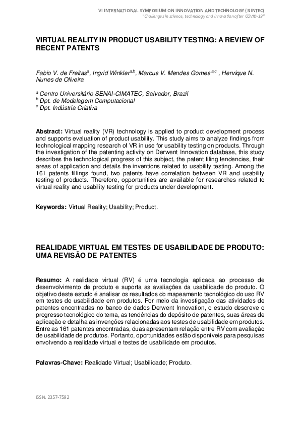 (PDF) Virtual Reality in Product Usability Testing: A Review Ofrecent ...