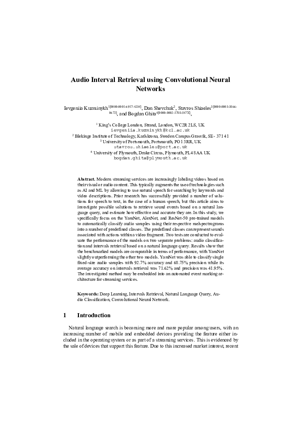 (PDF) Audio Interval Retrieval Using Convolutional Neural Networks