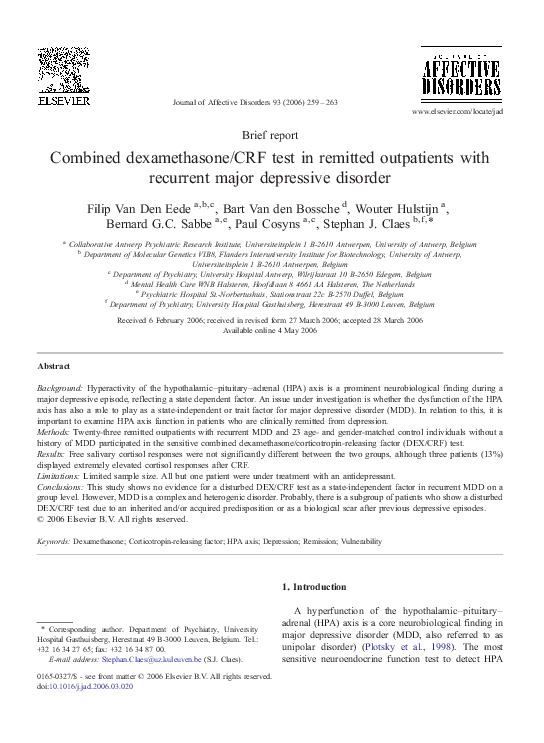 (PDF) Combined dexamethasone/CRF test in remitted outpatients with ...
