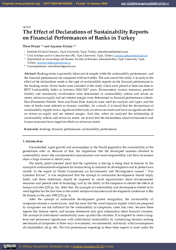 (PDF) The Effect of Declarations of Sustainability Reports on Financial ...