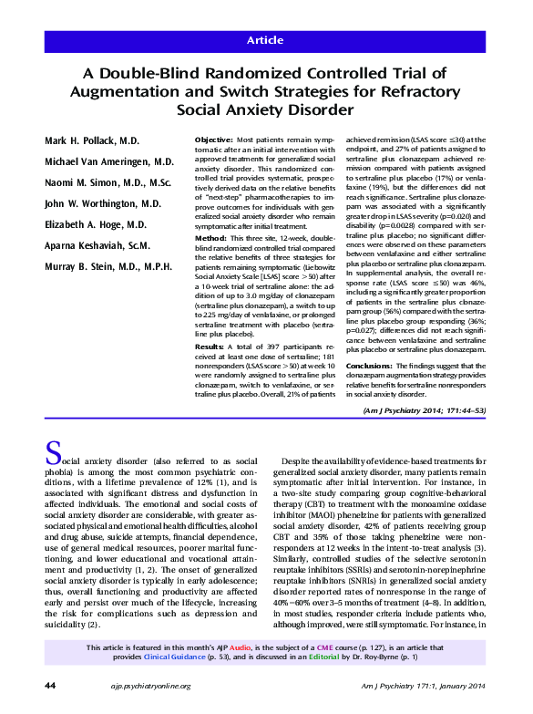 (PDF) A Double-Blind Randomized Controlled Trial of Augmentation and ...