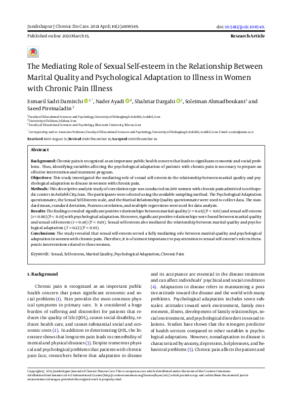 (PDF) The Mediating Role of Sexual Self-esteem in the Relationship ...