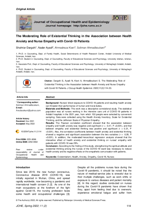 (PDF) The Moderating Role of Existential Thinking in the Association ...