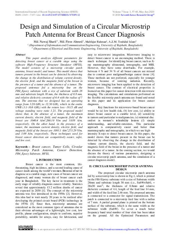 (PDF) Design and Simulation of a Circular Microstrip Patch Antenna for ...