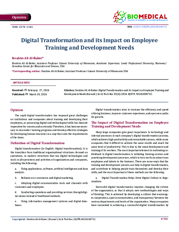 (PDF) Digital Transformation and its Impact on Employee Training and ...
