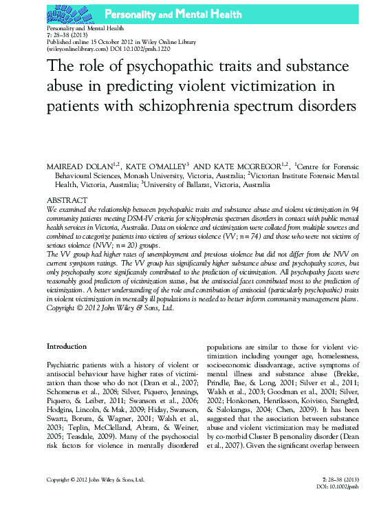 (PDF) The role of psychopathic traits and substance abuse in predicting ...