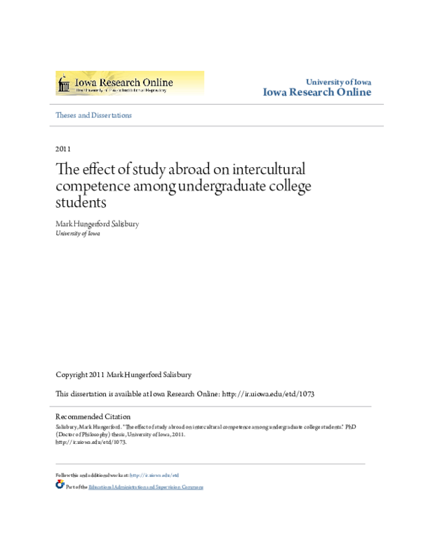 (PDF) The Effect of Study Abroad on Intercultural Competence Among ...