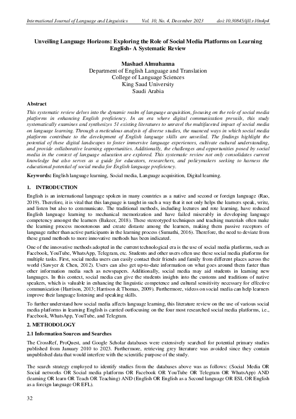 (PDF) Unveiling Language Horizons: Exploring the Role of Social Media ...