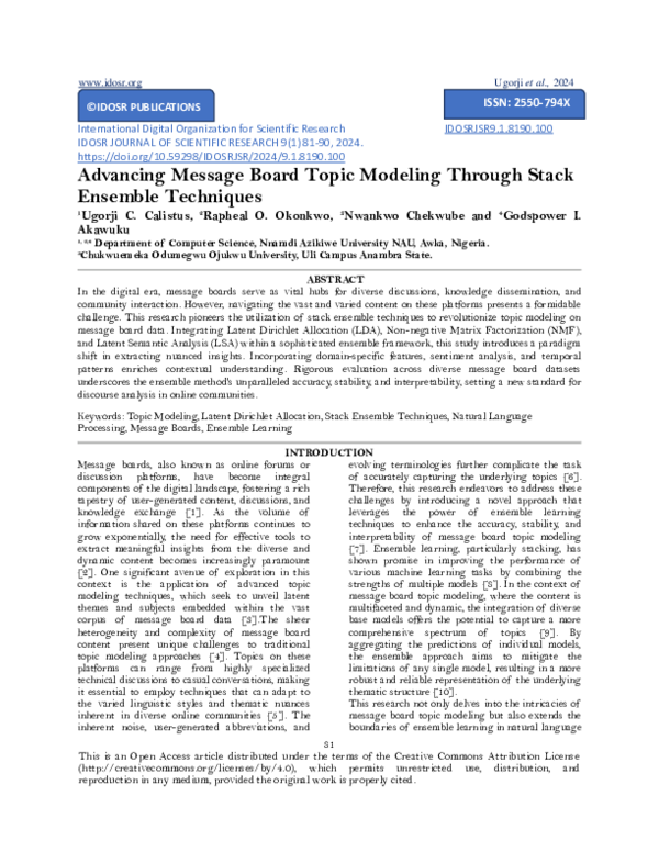 (PDF) Advancing Message Board Topic Modeling Through Stack Ensemble ...