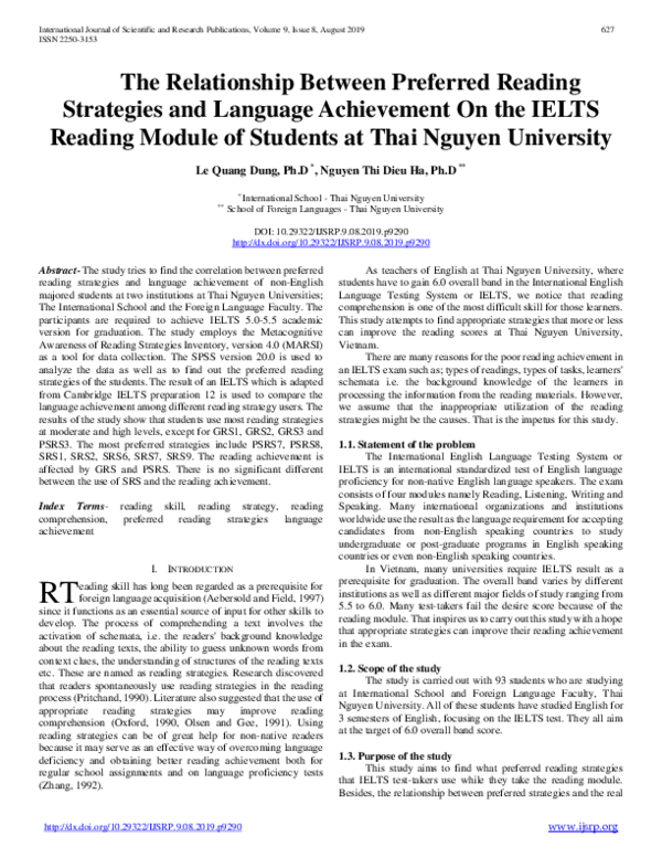 (PDF) The Relationship Between Preferred Reading Strategies and ...