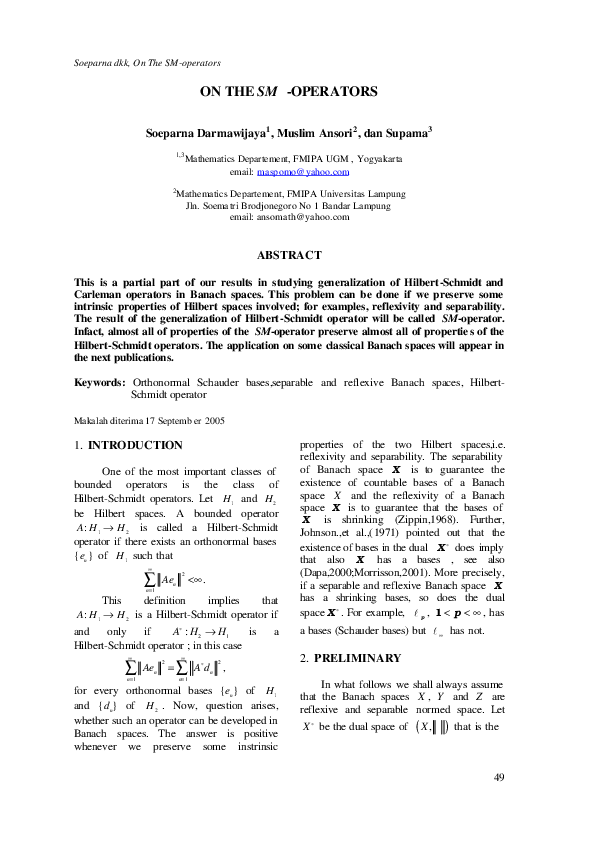 (PDF) ON The SM -Operators
