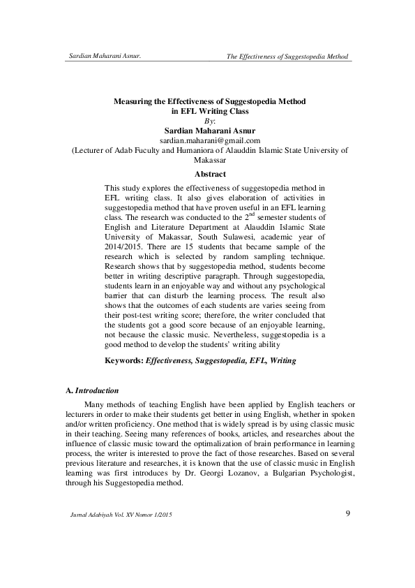 (PDF) Measuring the Effectiveness of Suggestopedia Method in EFL ...