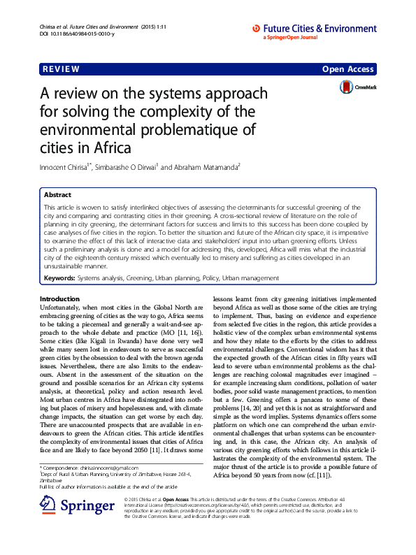 (PDF) A review on the systems approach for solving the complexity of ...