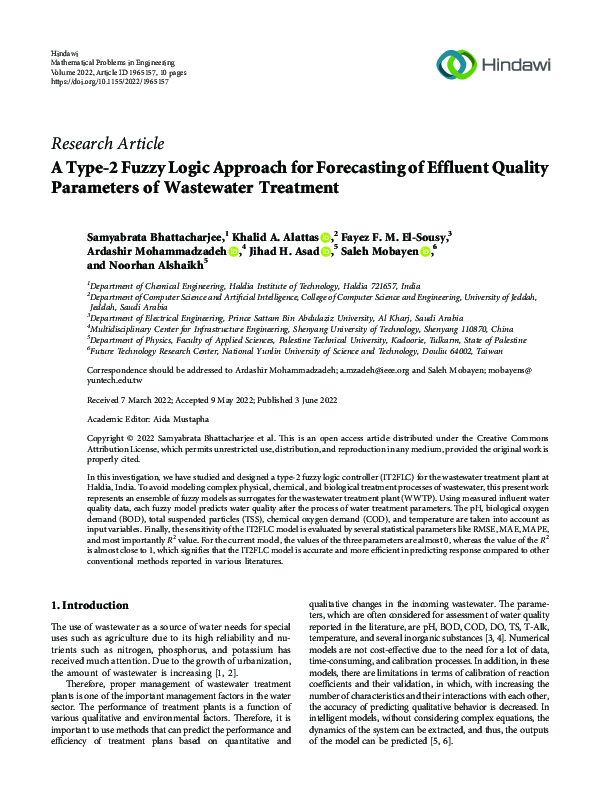 (PDF) A Type-2 Fuzzy Logic Approach for Forecasting of Effluent Quality ...