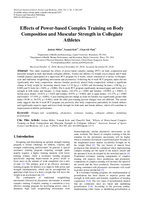 (PDF) Effects of Power-based Complex Training on Body Composition and ...