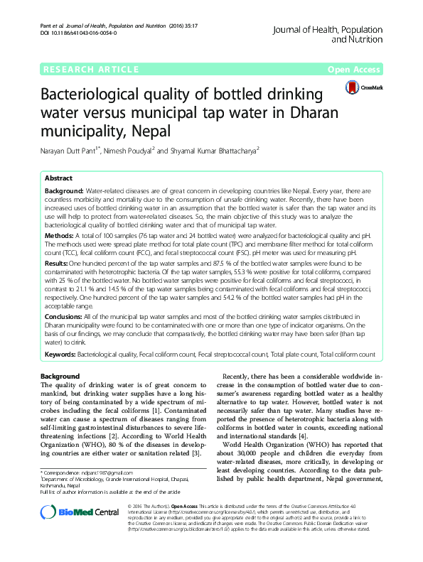 (PDF) Bacteriological quality of bottled drinking water versus ...