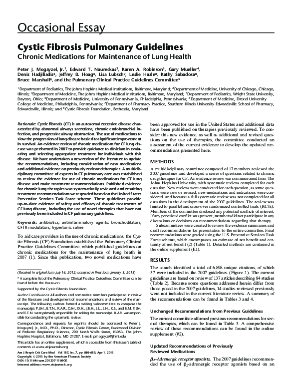 (PDF) Cystic Fibrosis Pulmonary Guidelines: Pulmonary Complications ...