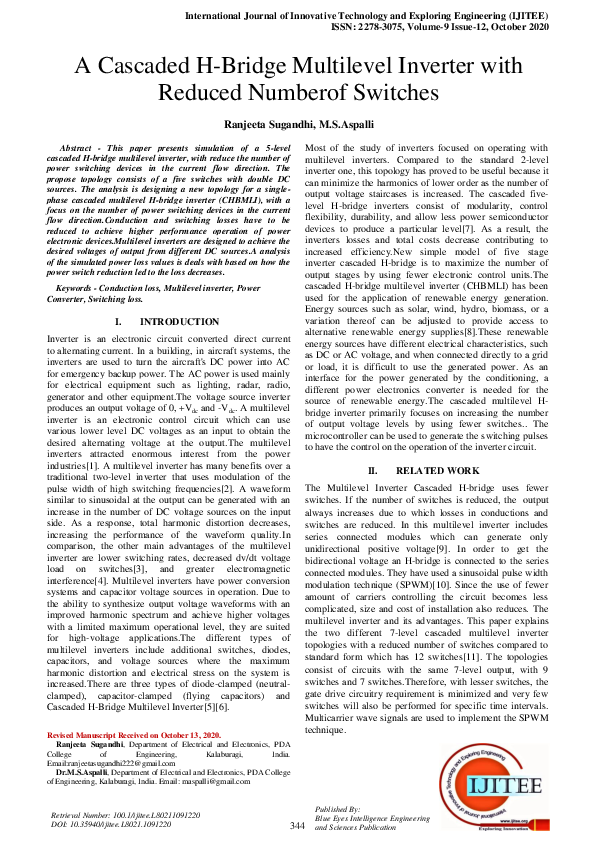 (PDF) A Cascaded H-Bridge Multilevel Inverter with Reduced Number of ...