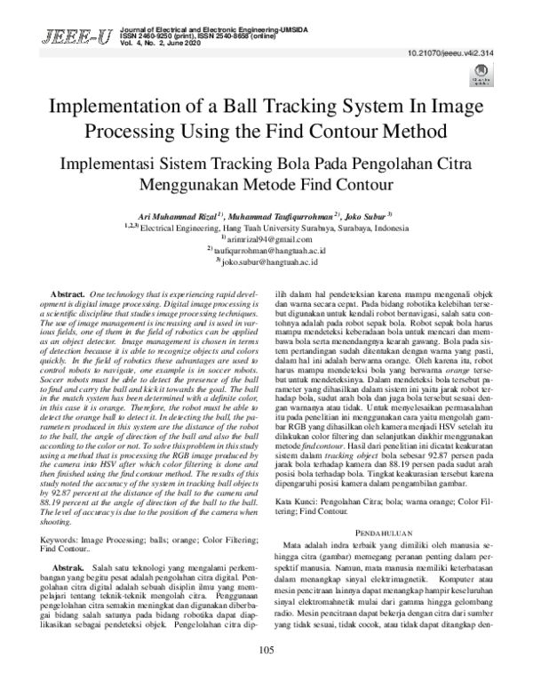 (PDF) Implementation of Ball Tracking Systems in Image Processing Using ...