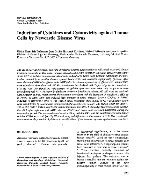 (PDF) Induction of Cytokines and Cytotoxicity against Tumor Cells by ...