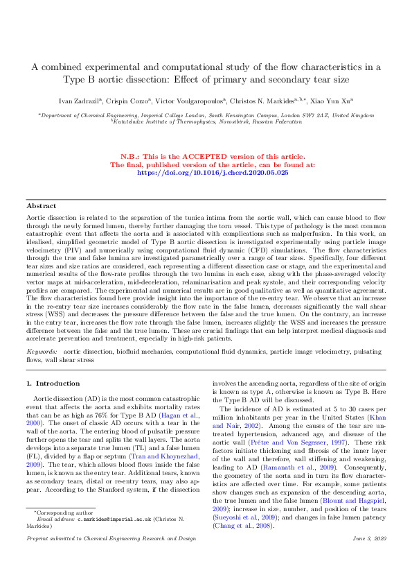 (PDF) A combined experimental and computational study of the flow ...